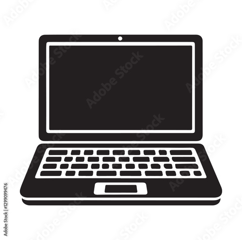 Laptop silhouette Laptop computer art design vector illustration with a white background