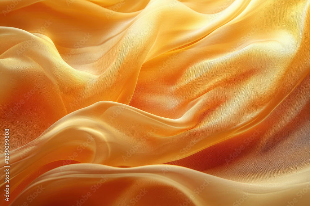 Obraz premium Golden silk fabric flows in elegant, soft waves, creating a luxurious and textured background.