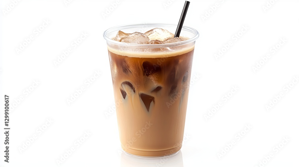 custom made wallpaper toronto digitalIced Latte in Plastic Glass with Straw: Summer Drink Concept