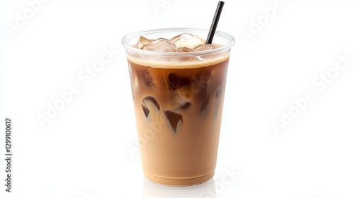 Wallpaper Mural Iced Latte in Plastic Glass with Straw: Summer Drink Concept
 Torontodigital.ca