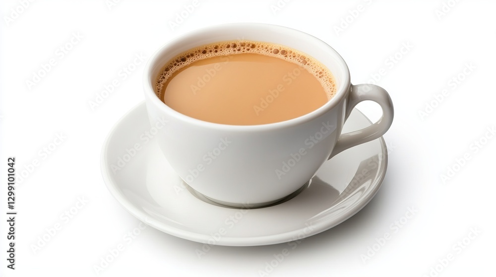 Fototapeta premium Karak Milk Chai: Popular Indian Tea on White Background 