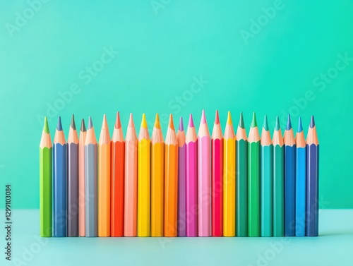 Vibrant Collection of Colored Pencils in Blue, Red, and Pink Shades