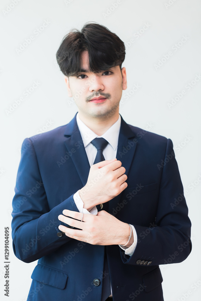 Young Asian businessman in suit isolated on white background,Handsome and friendly face asian businessman smile in formal suit on white background studio shot. Young Asian businessman in suit isolated on white background,Handsome and friendly face asian businessman smile in formal suit on white background studio shot.
