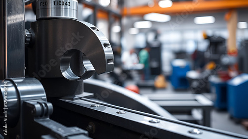Metal products being bent on a bending machine, symbolizing precision and industrial transformation. A factory setting with a blurred modern background representing innovation and progress in manufact