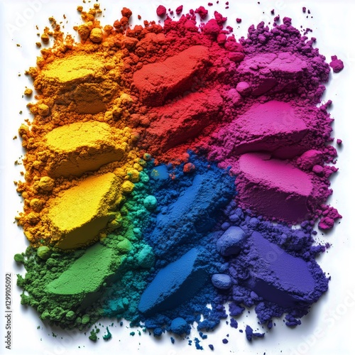 Bright Colored Powders in a Bowl Arranged for a Traditional Celebration Festival