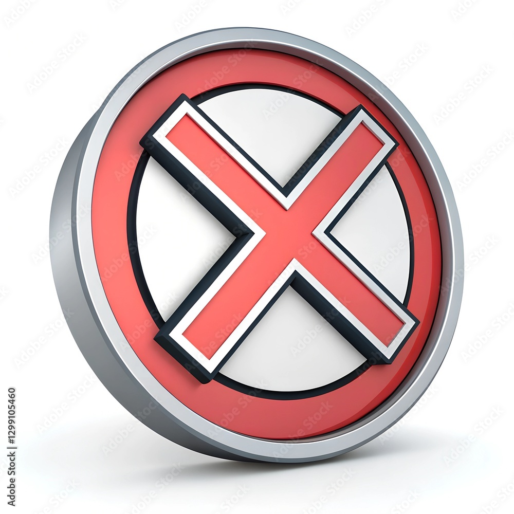 Fototapeta premium Cross mark 3d icon illustration