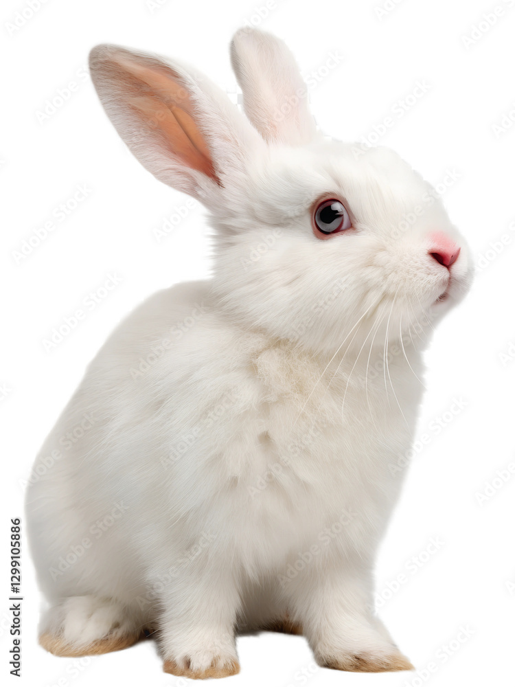 Cute white bunny with soft fur isolated on a transparent background Cute white bunny with soft fur isolated on a transparent background
