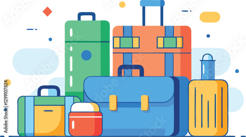 Colorful Travel Luggage and suitcase illustrations