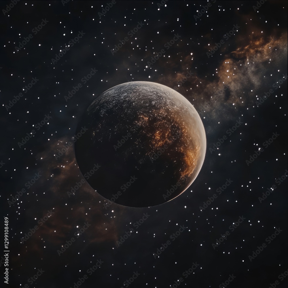 Obraz premium time-lapse of a planet's rotation, with a clear view of a stunning nebula and neighboring stars
