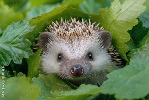 Close Encounter With a Hedgehog in a Lush Green Garden During a Sunny Afternoon