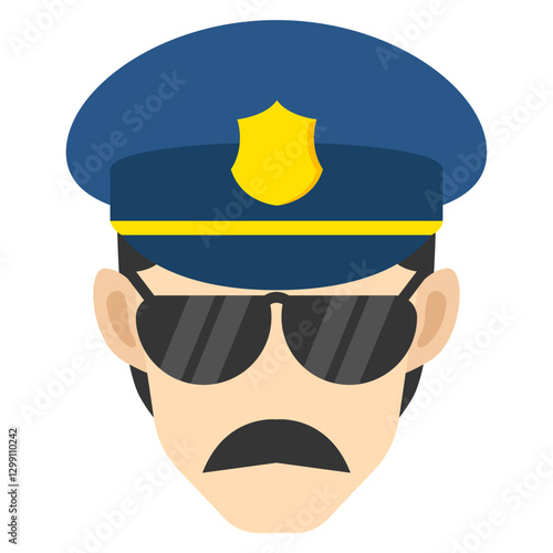 Police officer with a mustache.