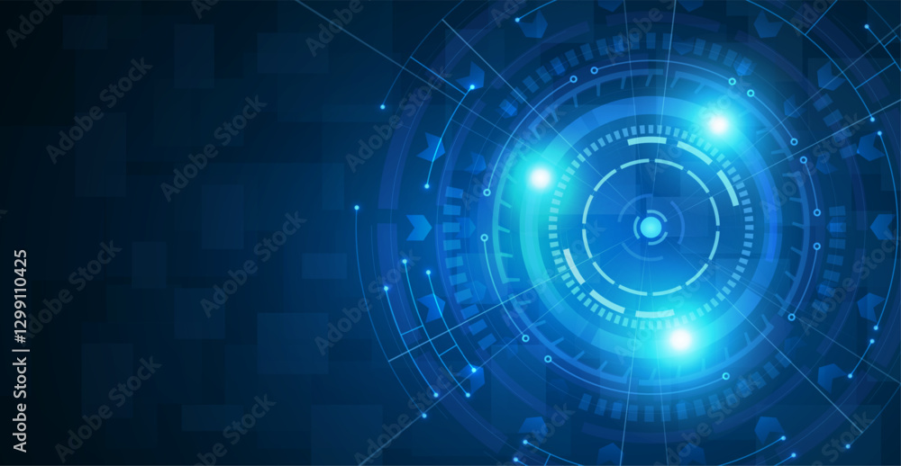 Target focus on blue background. Technology vision, digital business. Target focus on blue background. Technology vision, digital business.