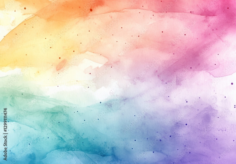 Obraz premium Vibrant Abstract Watercolor Background with Soft Gradients and Gentle Blending in Shades of Rainbow Colors for Creative Projects and Designs