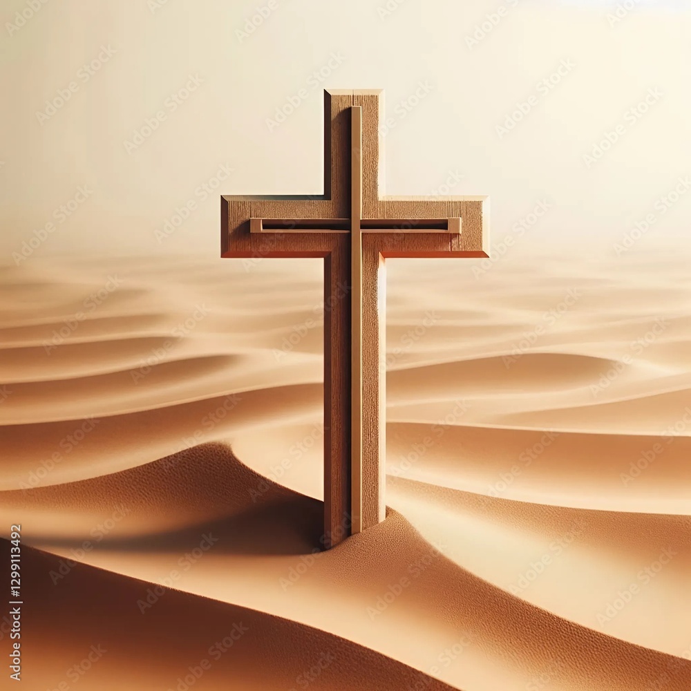 Naklejka premium Symboles chrétiens dans le désert - Collection de croix sur sable