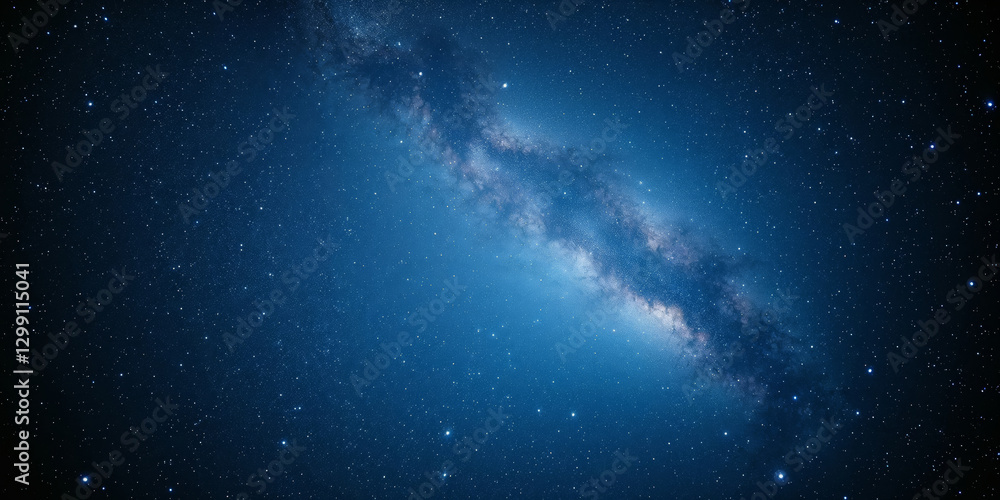 Fototapeta premium Majestic milky way galaxy shining in the deep blue night sky