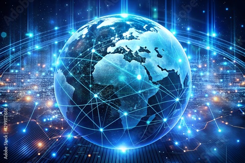 Global network digital world futuristic technology cyber space internet connections network artificial intelligence blockchain innovation connectivity milkyhexddway Backgrounds advertising metallic