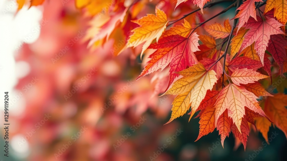 Vibrant autumn leaves against a blurred abstract background, scenery, outdoors, autumnal Vibrant autumn leaves against a blurred abstract background, scenery, outdoors, autumnal