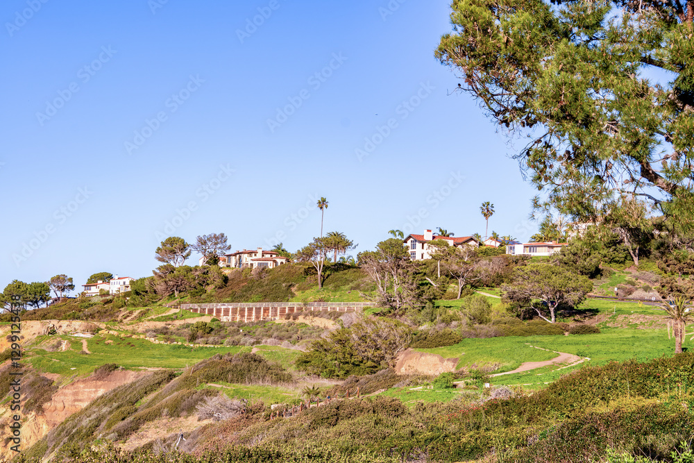 Streets and Roads throughout Palos Verdes Estates in Southern California on a beautiful sunny day