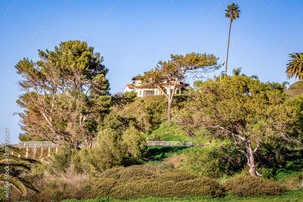 Streets and Roads throughout Palos Verdes Estates in Southern California on a beautiful sunny day