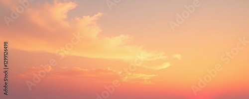 wispy clouds are streaked across the pale orange colored morning sky, pale, light, orange photo