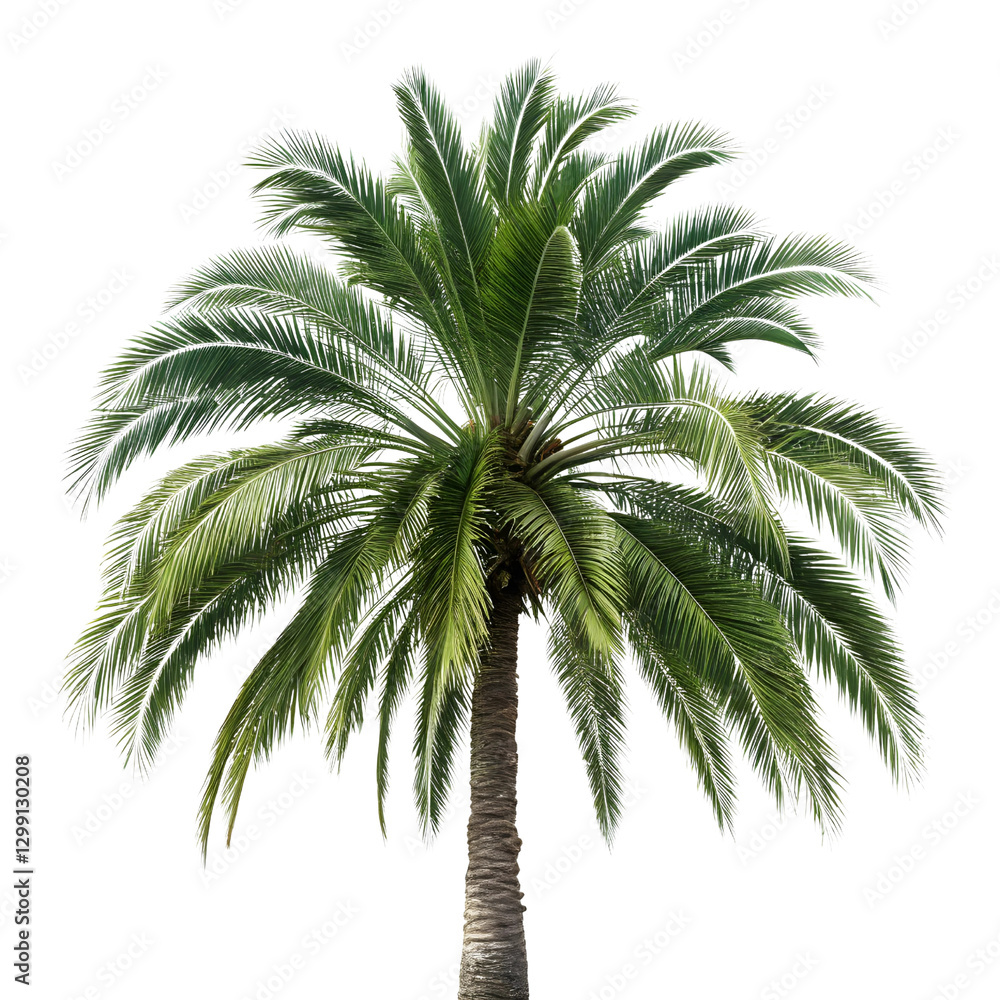 Obraz premium Lush Green Palm Tree with Detailed Fronds and Textured Trunk