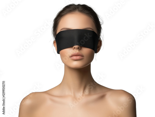 Woman Adorned in Black Accessories and Sporting a Stylish Blindfold