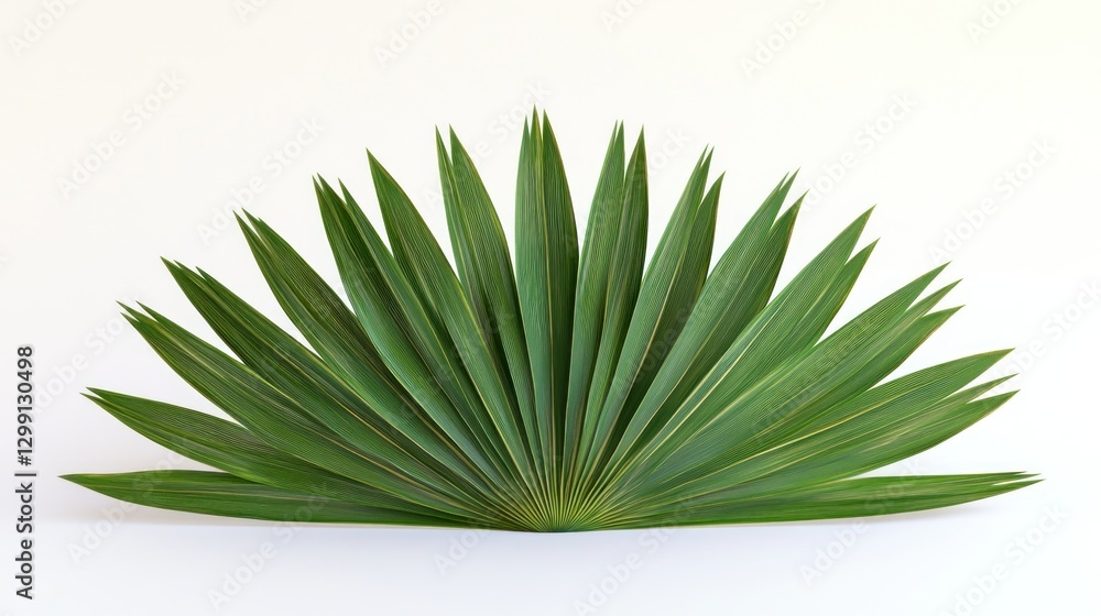 Fototapeta premium Fan Palm Leaves Against White Background