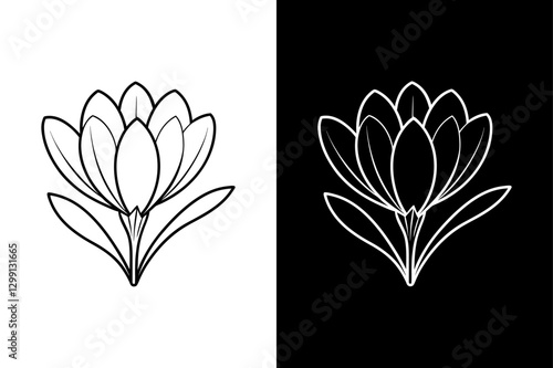 Crocus flower icon vector on White Background ,Vector Art Illustration on white background.