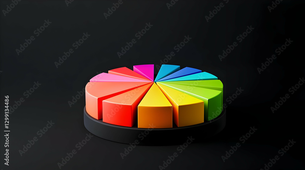 Fototapeta premium Colorful Pie Chart Displaying Data on a Black Background