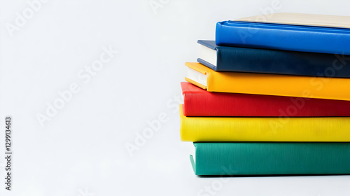 Wallpaper Mural Stack Of Colorful Books On White Background Top View With Copy Space Torontodigital.ca