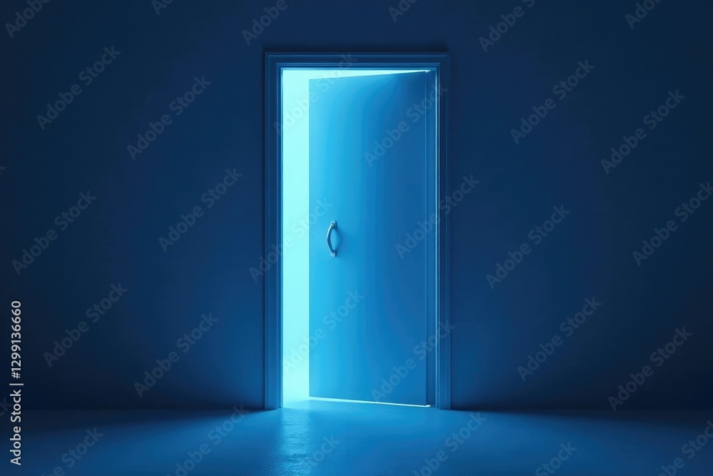 Soft blue light shining through an almost closed door, beam, doorway, blue Soft blue light shining through an almost closed door, beam, doorway, blue