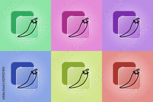 Set of hot pepper icons