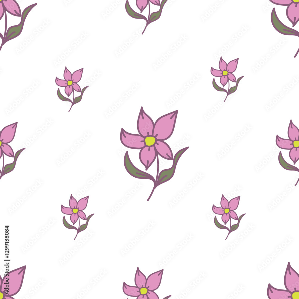 Fototapeta premium Floral seamless pattern with flowers on light blue background. Vector illustration