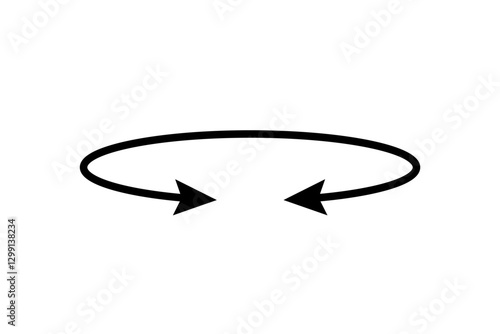Oval circle double arrow icon. Ellipse orbit line arrow symbol. Oval circumference sign. Vector illustration isolated on white background.