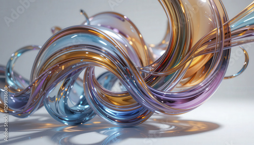 dynamic swirl of colorful glass tubes creates abstract, fluid sculpture