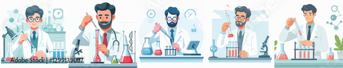 Vector of a professor using a test tube.