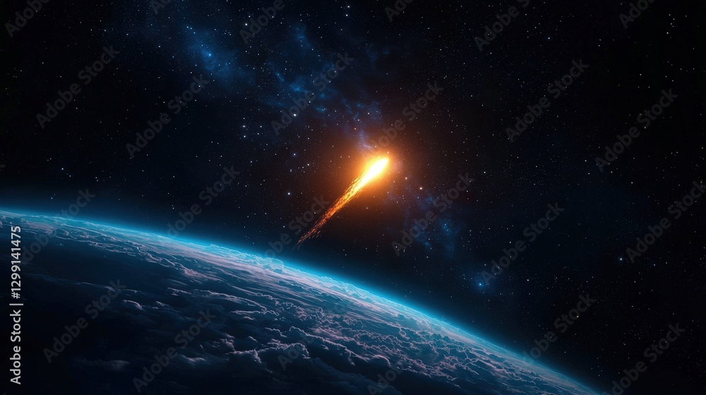 Obraz premium Asteroid Impact Earth Space