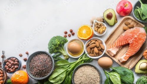 Wallpaper Mural Essential nutrients depicted beautifully for promoting healthy hair growth in a vibrant layout featuring diverse foods Torontodigital.ca