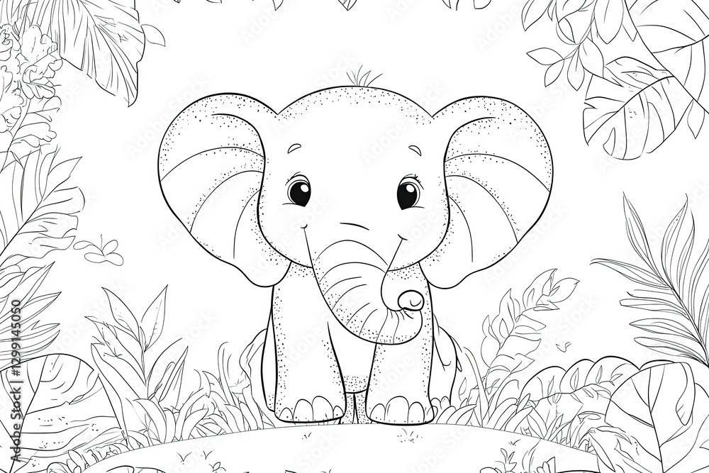 Obraz premium Cute Baby Elephant Coloring Page