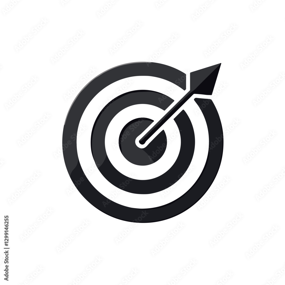 Target with arrow icon in black and white. Target with arrow icon in black and white.