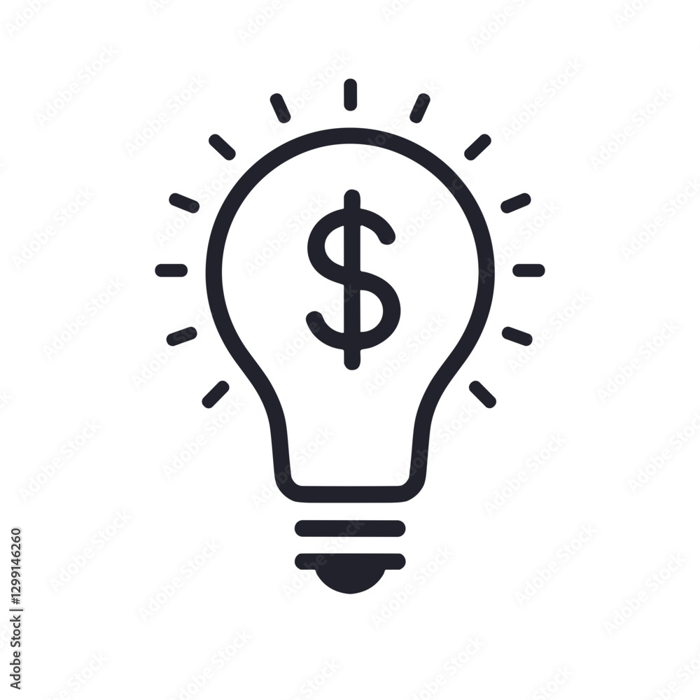 Money and idea concept light bulb icon. Money and idea concept light bulb icon.