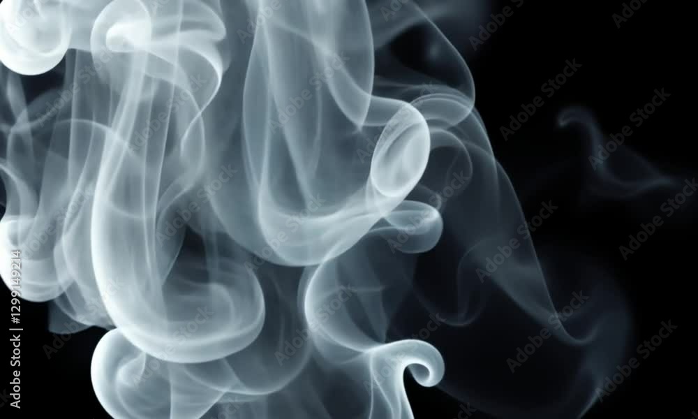 Graceful White Smoke Swirling on a Dark Background. Graceful White Smoke Swirling on a Dark Background.