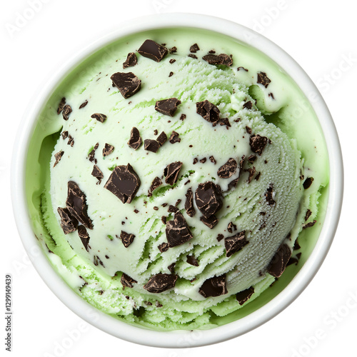 Indulging in mint chocolate chip ice cream sweet treat paradise food photography cool dessert top view refreshing delicacy