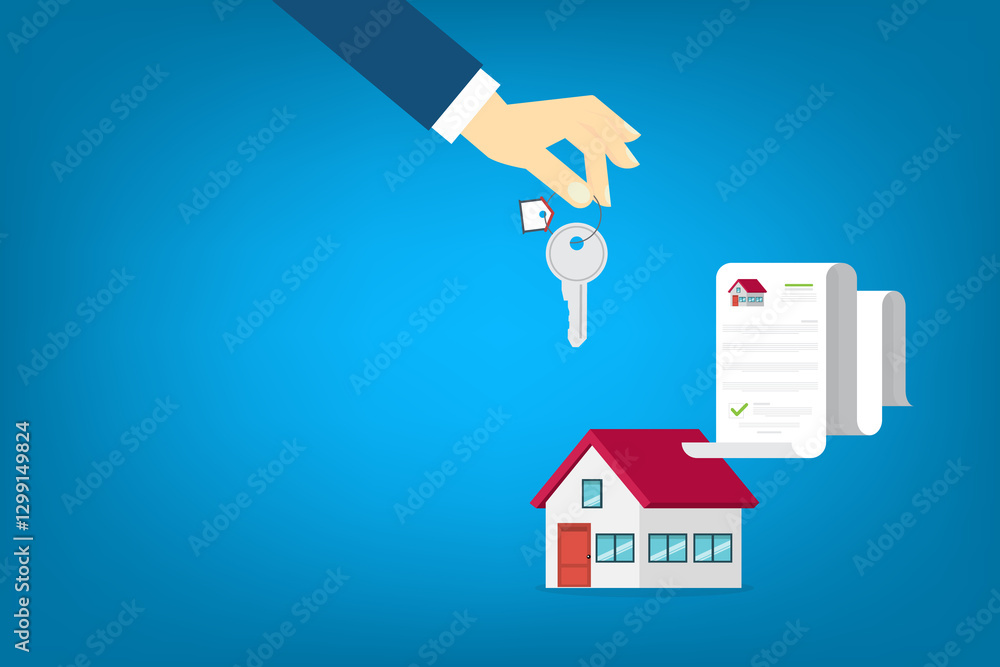 Naklejka premium House contract . Buy or rent . Real estate document, mortgage documents. 