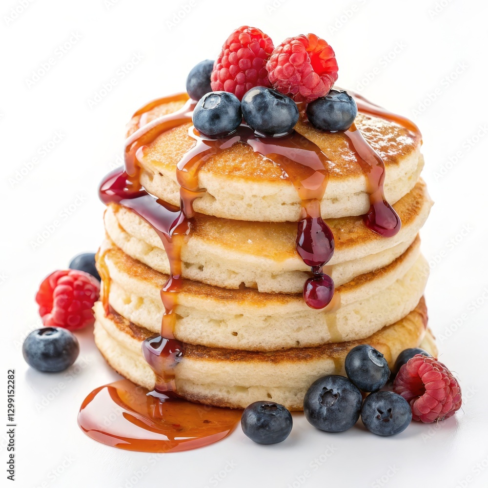 Stack of Pancakes with Berries and Syrup, Food Photography, Delicious Breakfast, Closeup Pancakes, Breakfast Stack of Pancakes with Berries and Syrup, Food Photography, Delicious Breakfast, Closeup Pancakes, Breakfast