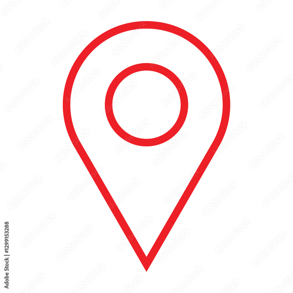 Red Map, marker, pin outline line icon vector on white background Red Map, marker, pin outline line icon vector on white background