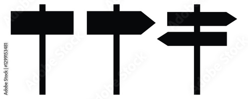 road direction sign silhouette vector. blank silhouette road signpost on white background 