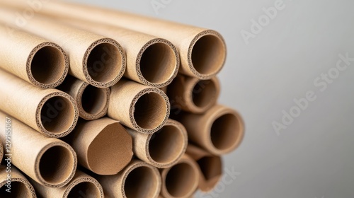 Cardboard tubes stacked close-up