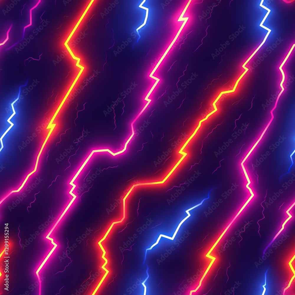 custom made wallpaper toronto digitalSeamless Pattern - Neon lightning bolts in electric hues against a dark, textured backdrop.