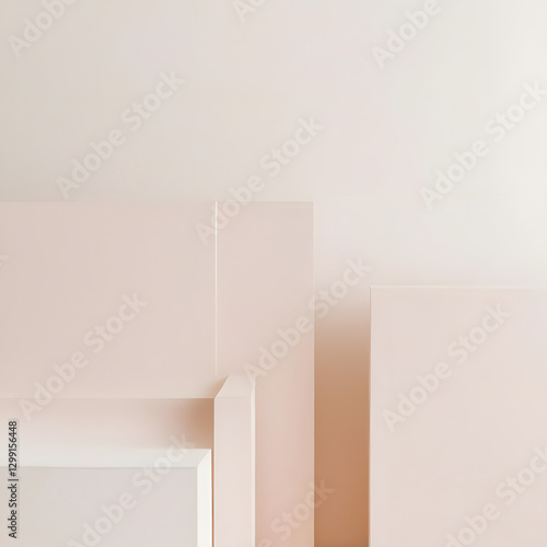 Wallpaper Mural Muted pastel geometric shapes grace the walls and furniture of a minimalist interior, contributing to a serene and calming ambiance that invites relaxation Torontodigital.ca